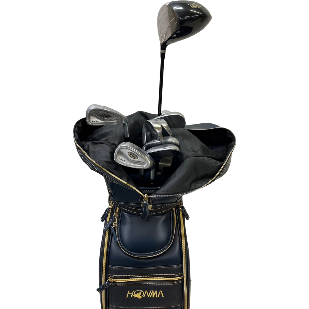 本間ゴルフTM602他 メンズゴルフ中級者向け10本 美品キャディバッグ